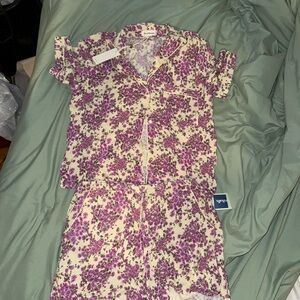 Heartloom Floral Top with Purple and Cream